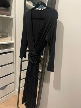 Gap Black Wrap Dress for Women - Elegant Lounge Cover-Up